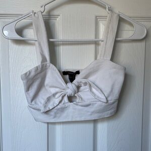 Forever 21 Ivory Tie-Front Crop Top